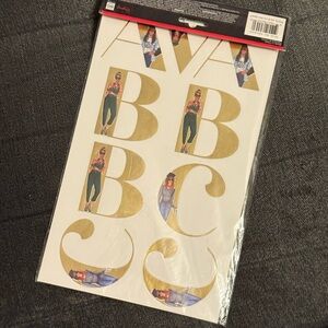 Gold Alphabet Stickers with Fashion Illustrations